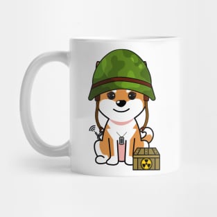 Funny orange dog is a soldier Mug